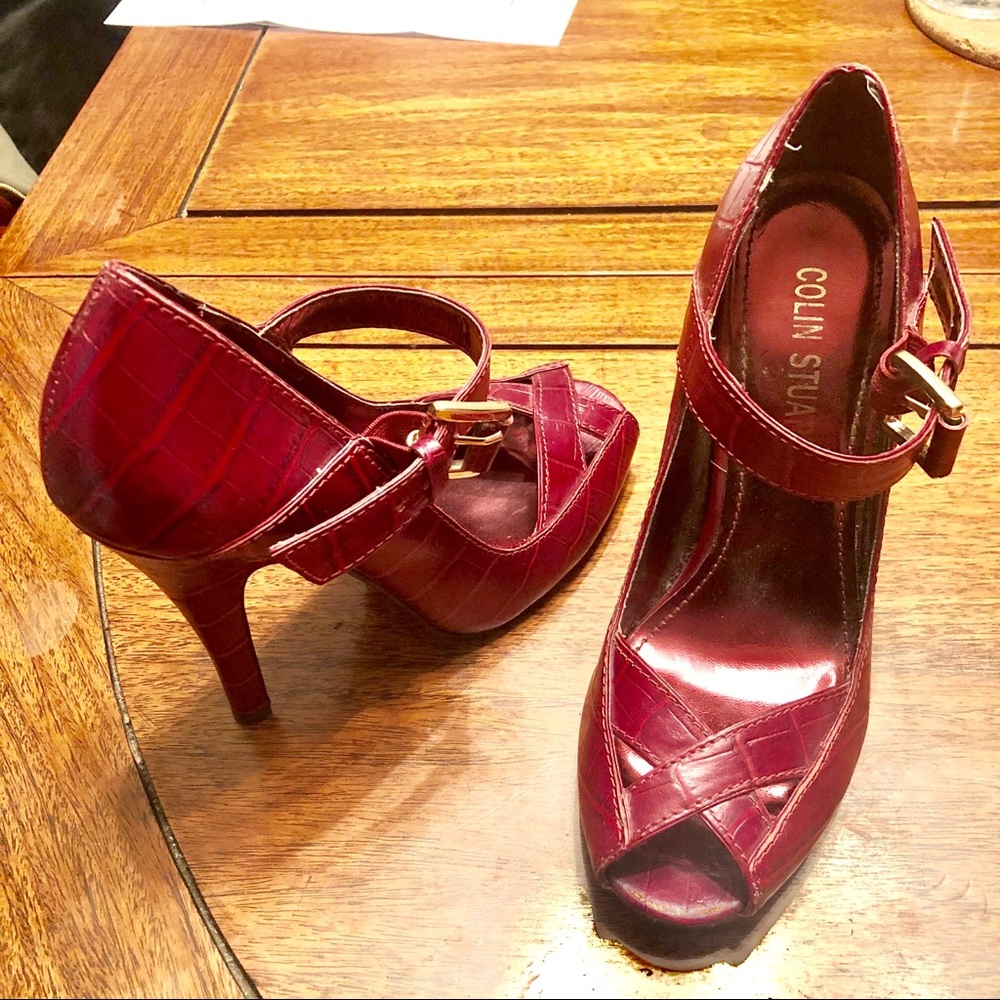 SOLD Pinup Vintage Inspo Snake Skin Peep Toe Heels